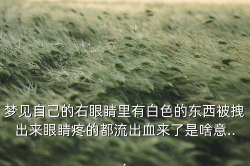 夢見自己的右眼睛里有白色的東西被拽出來眼睛疼的都流出血來了是啥意...