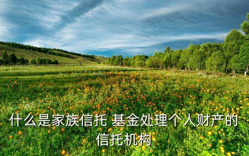 什么是家族信托 基金處理個人財產(chǎn)的信托機構(gòu)