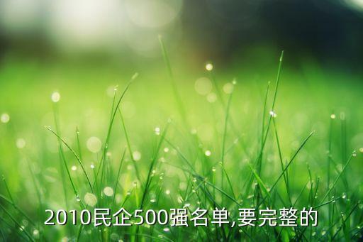 2010民企500強(qiáng)名單,要完整的