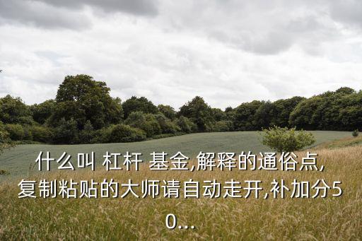 什么叫 杠桿 基金,解釋的通俗點(diǎn),復(fù)制粘貼的大師請自動走開,補(bǔ)加分50...