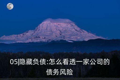 05|隱藏負(fù)債:怎么看透一家公司的債務(wù)風(fēng)險