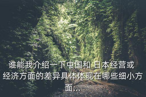 誰能我介紹一下中國(guó)和 日本經(jīng)營(yíng)或 經(jīng)濟(jì)方面的差異具體體現(xiàn)在哪些細(xì)小方面...