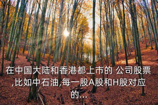 在中國大陸和香港都上市的 公司股票,比如中石油,每一股A股和H股對應(yīng)的...