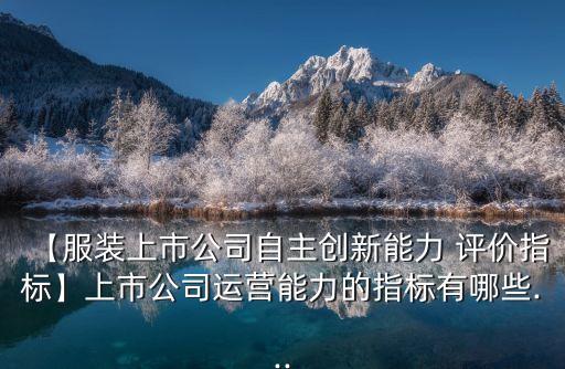 【服裝上市公司自主創(chuàng)新能力 評價指標(biāo)】上市公司運(yùn)營能力的指標(biāo)有哪些...