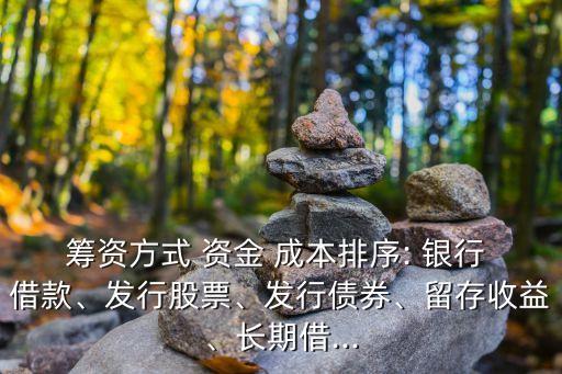 籌資方式 資金 成本排序: 銀行 借款、發(fā)行股票、發(fā)行債券、留存收益、長期借...