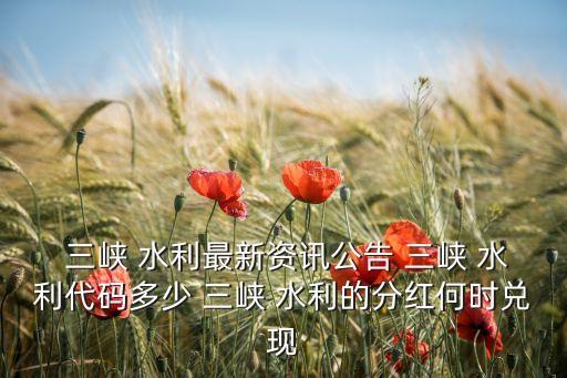  三峽 水利最新資訊公告 三峽 水利代碼多少 三峽 水利的分紅何時(shí)兌現(xiàn)