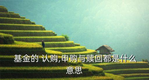 基金的 認(rèn)購,申購與贖回都是什么意思