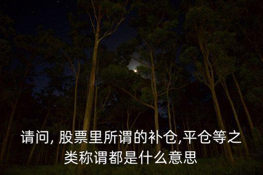 請(qǐng)問, 股票里所謂的補(bǔ)倉,平倉等之類稱謂都是什么意思