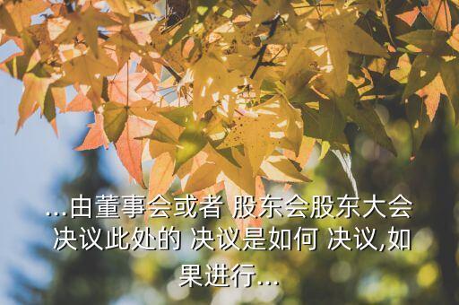 ...由董事會或者 股東會股東大會 決議此處的 決議是如何 決議,如果進行...