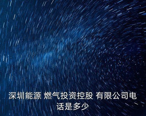 深圳能源 燃?xì)馔顿Y控股 有限公司電話(huà)是多少