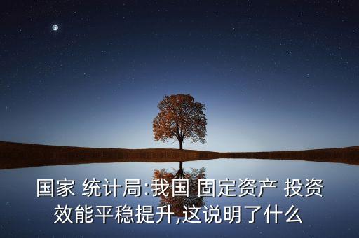 國家 統(tǒng)計(jì)局:我國 固定資產(chǎn) 投資效能平穩(wěn)提升,這說明了什么