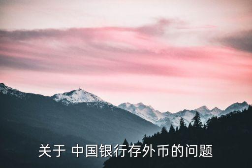關(guān)于 中國銀行存外幣的問題