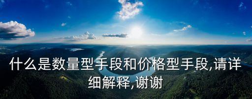 什么是數(shù)量型手段和價格型手段,請詳細解釋,謝謝