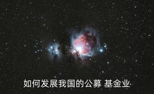 如何發(fā)展我國(guó)的公募 基金業(yè)