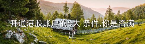 開通港股賬戶的5大 條件,你是否滿足