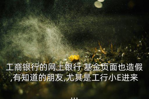 工商銀行的網(wǎng)上銀行 基金頁面也造假,有知道的朋友,尤其是工行小E進來...
