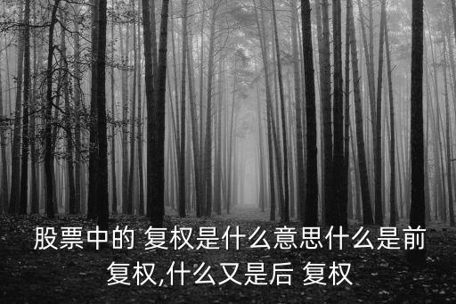  股票中的 復權是什么意思什么是前 復權,什么又是后 復權