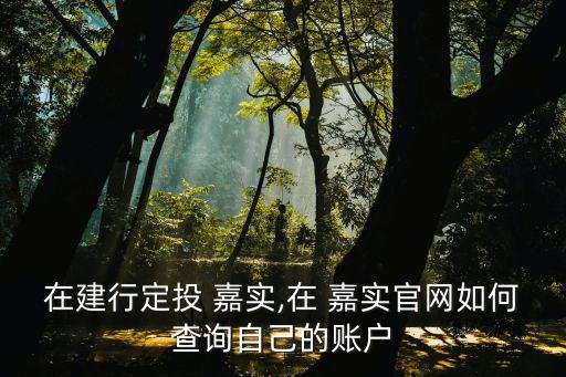 在建行定投 嘉實(shí),在 嘉實(shí)官網(wǎng)如何查詢自己的賬戶