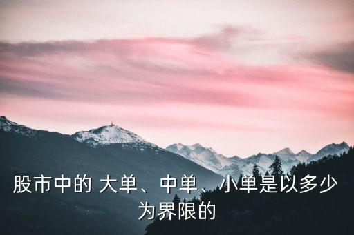股市中的 大單、中單、小單是以多少為界限的