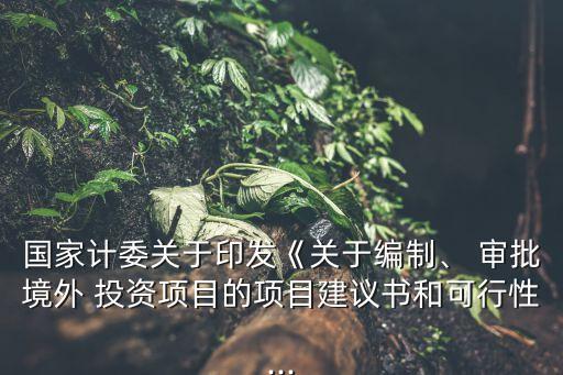 國(guó)家計(jì)委關(guān)于印發(fā)《關(guān)于編制、 審批境外 投資項(xiàng)目的項(xiàng)目建議書和可行性...