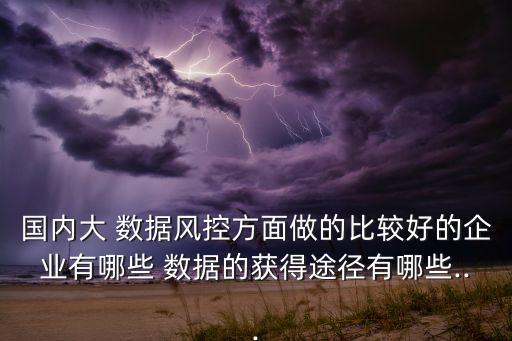 國內(nèi)大 數(shù)據(jù)風(fēng)控方面做的比較好的企業(yè)有哪些 數(shù)據(jù)的獲得途徑有哪些...