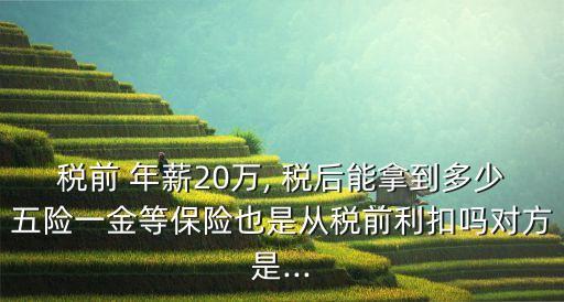 稅前 年薪20萬, 稅后能拿到多少五險一金等保險也是從稅前利扣嗎對方是...