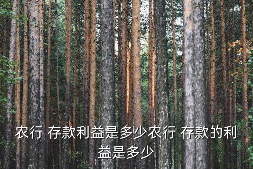 農(nóng)行 存款利益是多少農(nóng)行 存款的利益是多少