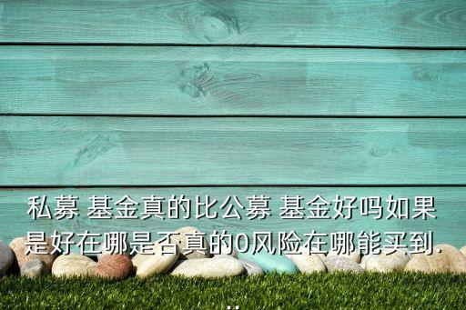 私募 基金真的比公募 基金好嗎如果是好在哪是否真的0風險在哪能買到...