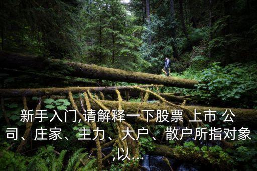 新手入門,請解釋一下股票 上市 公司、莊家、主力、大戶、散戶所指對象,以...