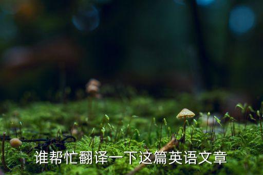 誰(shuí)幫忙翻譯一下這篇英語(yǔ)文章