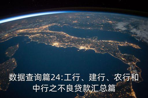 數(shù)據(jù)查詢篇24:工行、建行、農(nóng)行和中行之不良貸款匯總篇