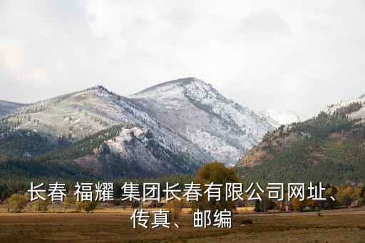 長(zhǎng)春 福耀 集團(tuán)長(zhǎng)春有限公司網(wǎng)址、傳真、郵編