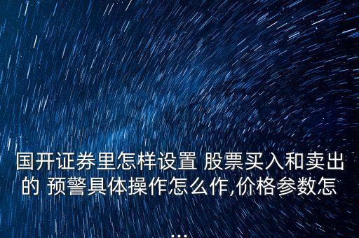國開證券里怎樣設置 股票買入和賣出的 預警具體操作怎么作,價格參數怎...