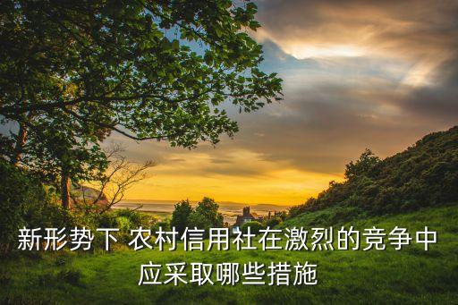 新形勢(shì)下 農(nóng)村信用社在激烈的競爭中應(yīng)采取哪些措施
