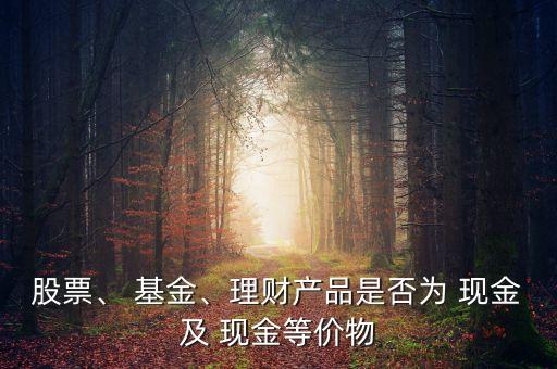 股票、 基金、理財(cái)產(chǎn)品是否為 現(xiàn)金及 現(xiàn)金等價(jià)物