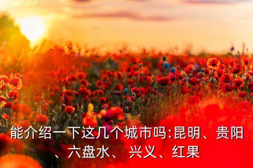 能介紹一下這幾個(gè)城市嗎:昆明、貴陽(yáng)、六盤(pán)水、 興義、紅果