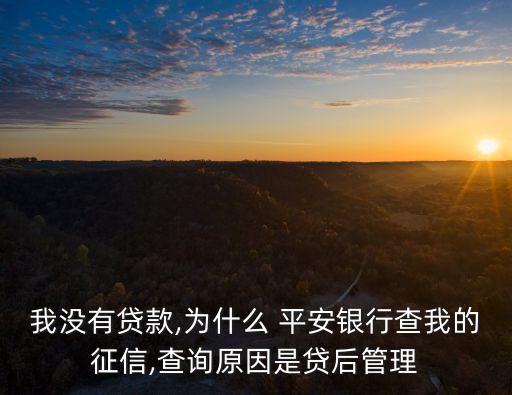 我沒(méi)有貸款,為什么 平安銀行查我的征信,查詢?cè)蚴琴J后管理