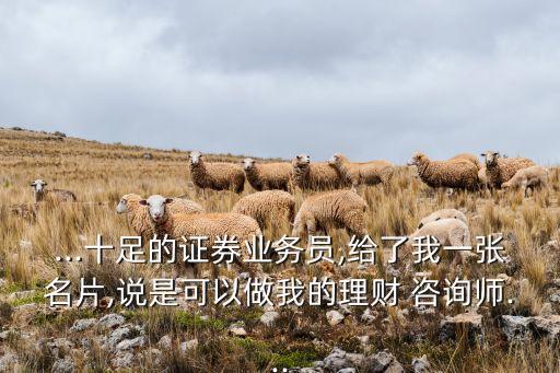 ...十足的證券業(yè)務(wù)員,給了我一張名片,說是可以做我的理財 咨詢師...