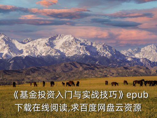 《基金投資入門(mén)與實(shí)戰(zhàn)技巧》epub下載在線(xiàn)閱讀,求百度網(wǎng)盤(pán)云資源