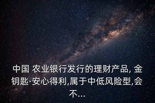 中國 農(nóng)業(yè)銀行發(fā)行的理財產(chǎn)品, 金鑰匙·安心得利,屬于中低風(fēng)險型,會不...
