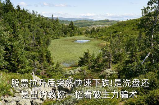  股票拉升后突然快速下跌!是洗盤還是出貨教你一招看破主力騙術(shù)