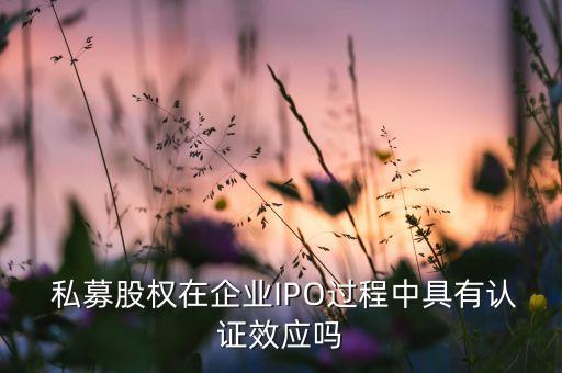  私募股權(quán)在企業(yè)IPO過程中具有認(rèn)證效應(yīng)嗎