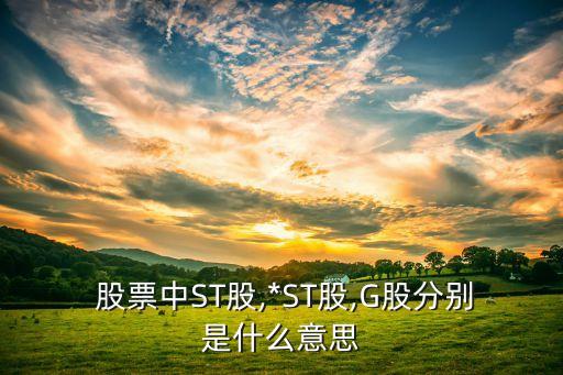  股票中ST股,*ST股,G股分別是什么意思