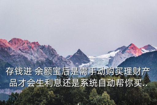 存錢進 余額寶后是需手動購買理財產(chǎn)品才會生利息還是系統(tǒng)自動幫你買...