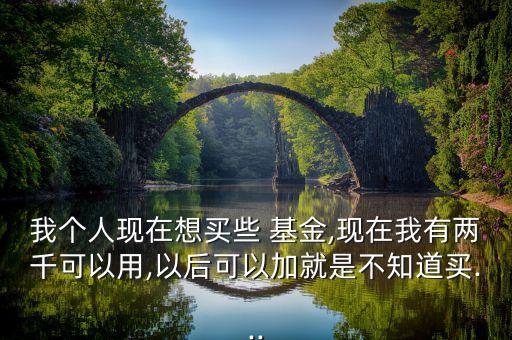 我個人現在想買些 基金,現在我有兩千可以用,以后可以加就是不知道買...