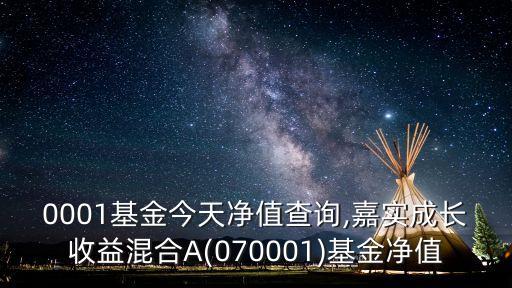 070001基金今天凈值查詢,嘉實(shí)成長收益混合A(070001)基金凈值