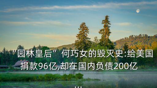 “園林皇后”何巧女的毀滅史:給美國 捐款96億,卻在國內(nèi)負(fù)債200億...