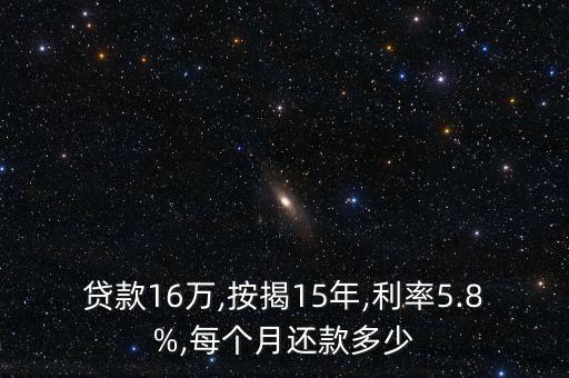 貸款16萬,按揭15年,利率5.8%,每個月還款多少