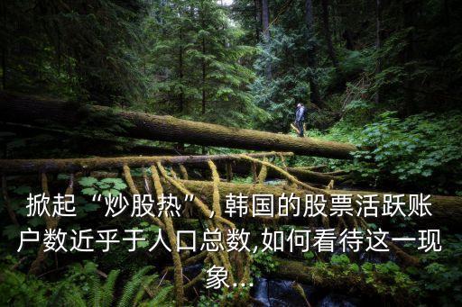 掀起“炒股熱”, 韓國(guó)的股票活躍賬戶(hù)數(shù)近乎于人口總數(shù),如何看待這一現(xiàn)象...