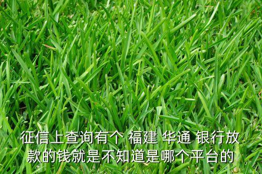 征信上查詢有個(gè) 福建 華通 銀行放款的錢就是不知道是哪個(gè)平臺(tái)的